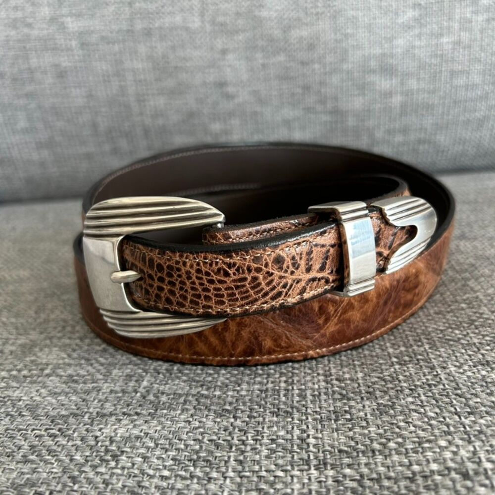 Vintage James Culver Lizard Skin Leather Belt Western Silver Southwest Cowboy L
